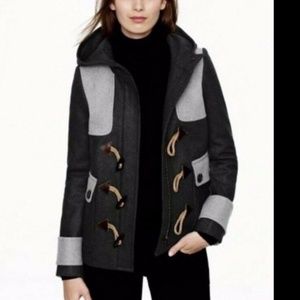 J.Crew Classic Duffle Coat Grey Toggle & Zipper Close Color Block Dry Cleaned